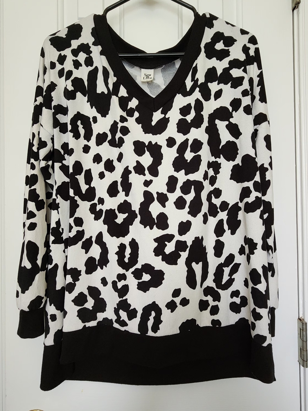 Sew In Love Black and White Leopard V-Neck Sweater